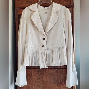 FREE PEOPLE VICTORIAN CROPPED RUFFLE JACKET LINEN/COTTON MEDIUM NWOT!